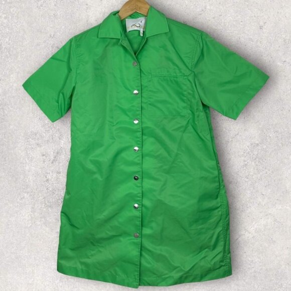 NEW Remain Birger Christensen Green Storm Mini Dress Size 4 Collared Bright NWOT - Picture 10 of 13